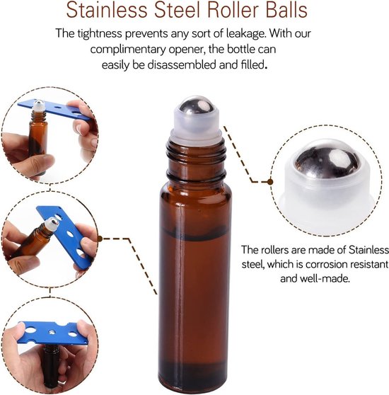 Lot De 12 Flacons Roulants Pour Huiles Essentielles, 10 Ml En