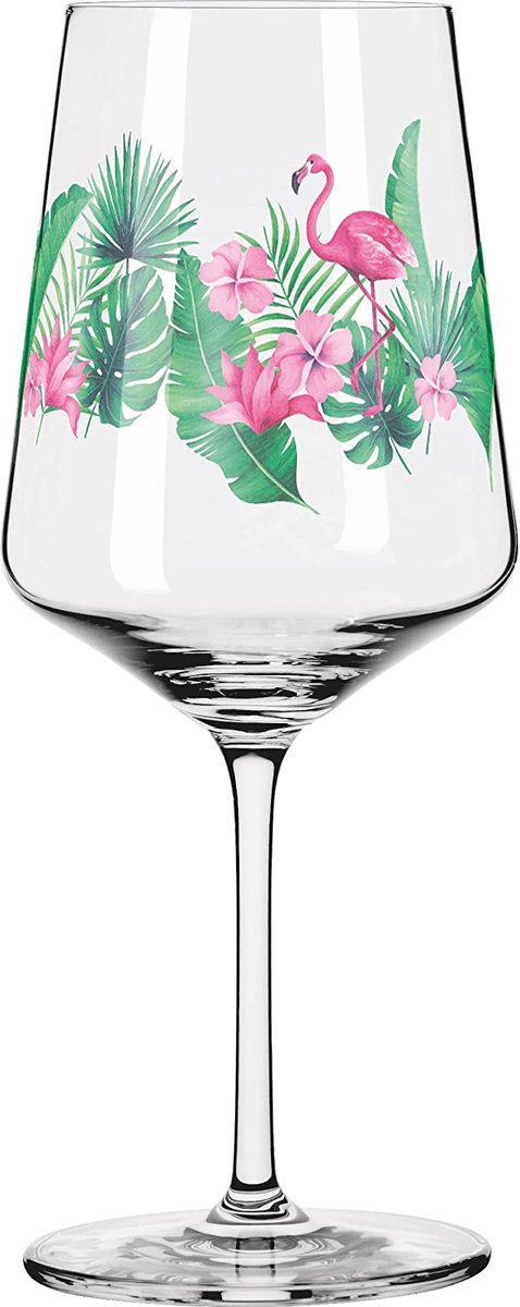 Aperitiefglas 500 ml - serie Summer Rope - motief nr. 14 met kleurrijke flamingo
