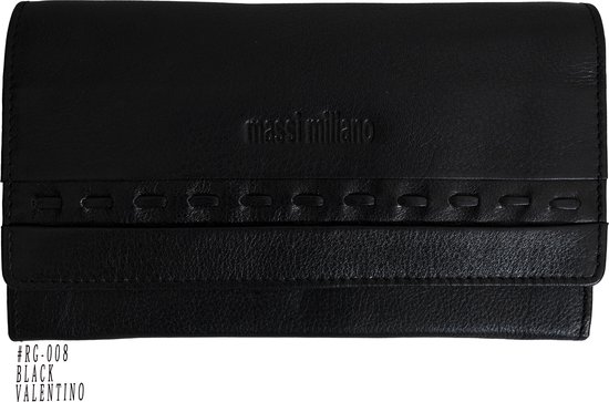 Massi Miliano Portemonnee Dames Nappa Leer Zwart - ( RG-008-6) -