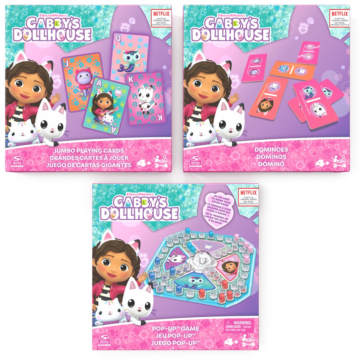Gabby's Poppenhuis - Spellen & Puzzel Pakket - PopUp Spel Kaartspel Domino's
