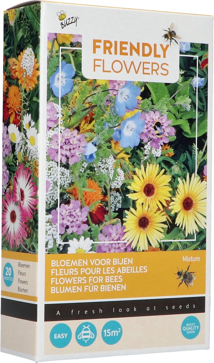 1x Bloemzaden 'Friendly flowers - bijen mengsel 15m2' - BULBi® bloembollen en planten met bloeigarantie