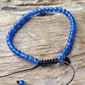 Power armband blauwe agaat - symbool voor innerlijke rust, reflectie en sereniteit - Edelsteen armband - Blauwe Edelsteen - Armband vrouw - Armband man - Mala Armband