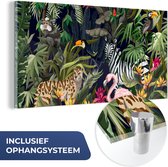MuchoWow® Glasschilderij 120x60 cm - Schilderij acrylglas - Jungle dieren - Natuur - Jongens - Meisjes - Flamingo - Zebra - Foto op glas - Schilderijen