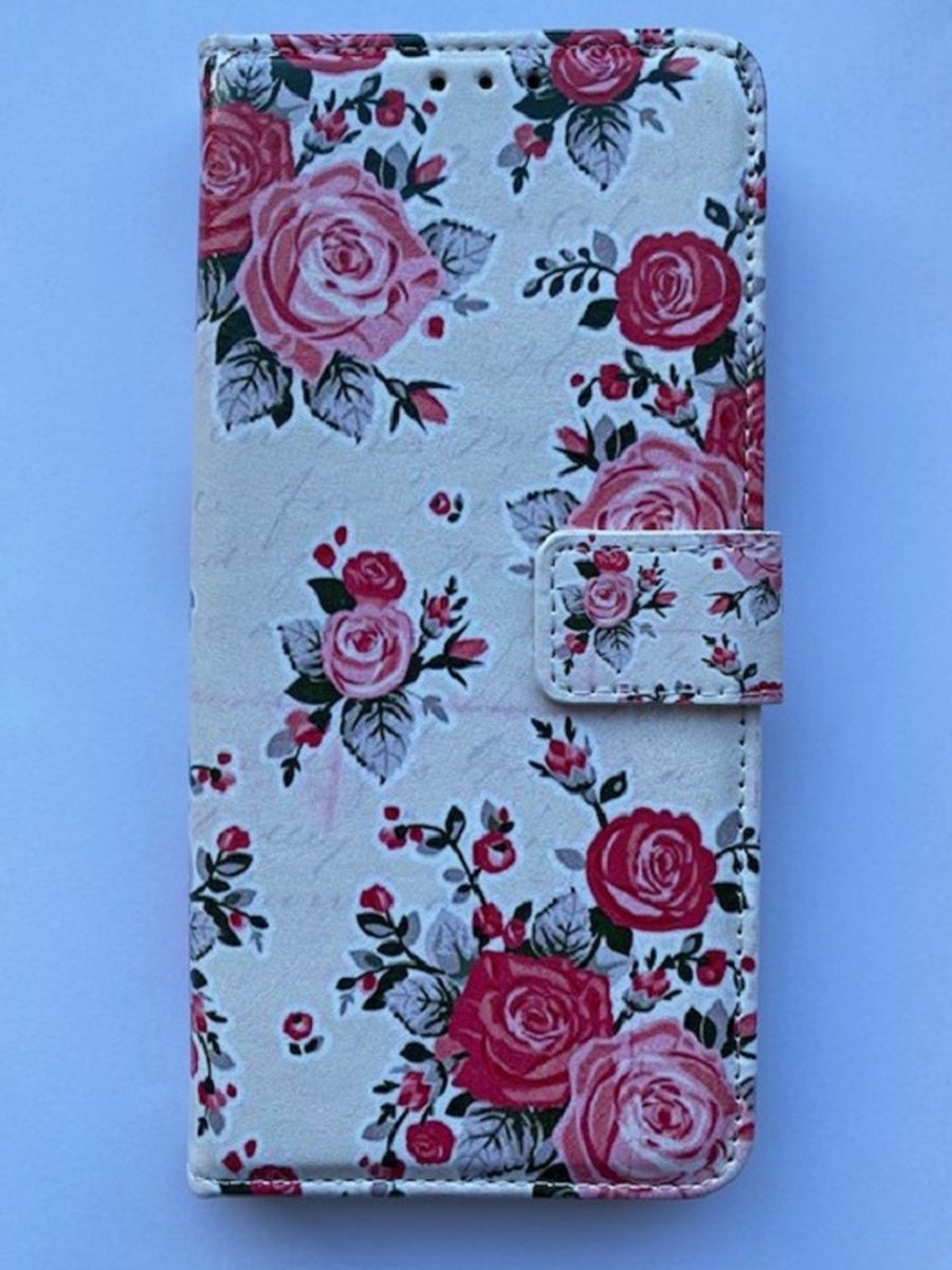 Samsung Galaxy S20 FE boekhoesje met roze bloemenprint - portemonnee hoesje met kaarthouder en magneetsluiting