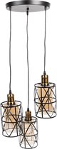 Clayre & Eef Lampes à suspension Ø 35x110 cm Noir Métal Verre Lampe de table à manger