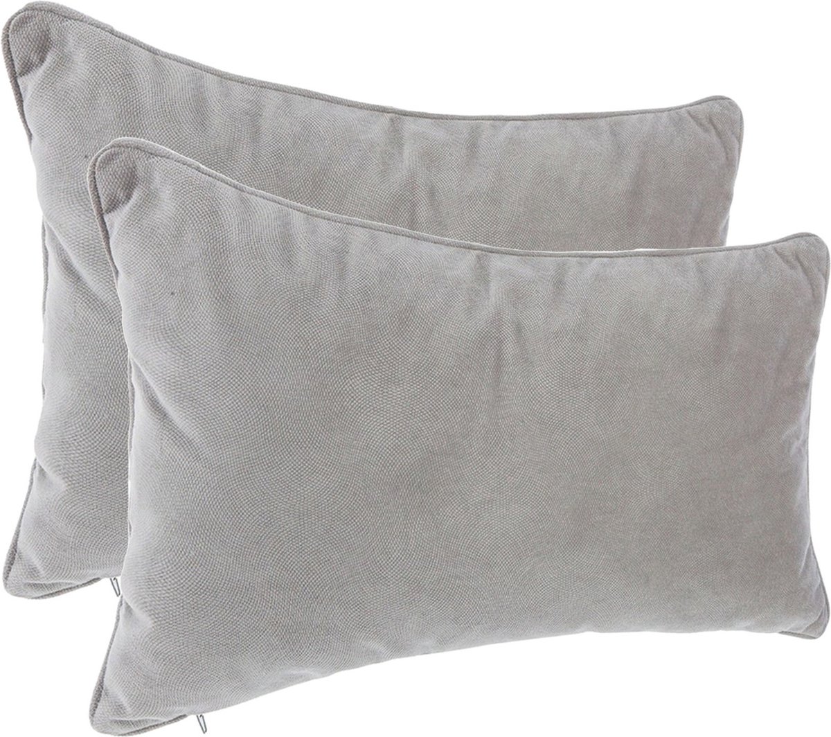 Atmosphera Bank/sierkussens huiskamer Sophia - 2x stuks - 30 x 50 cm - Zilvergrijs - polyester - met rits Lichtgrijs