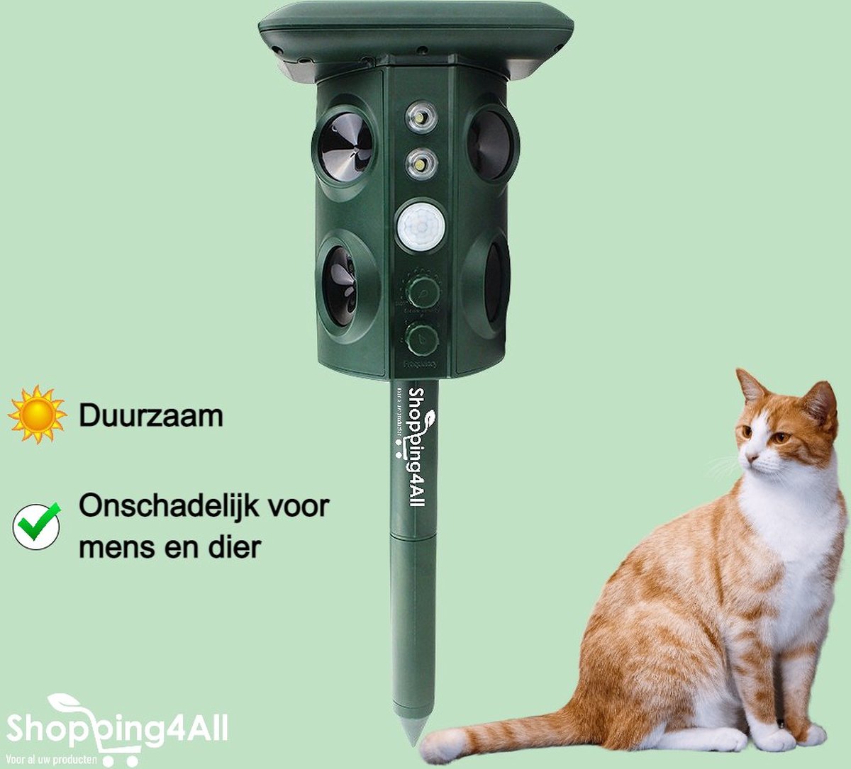 Bol.com Muizenverjager - Vogelverjager - Marterverjager - Ultrasoon - Zonne-energie - Oplaadbaar - Shopping4All aanbieding