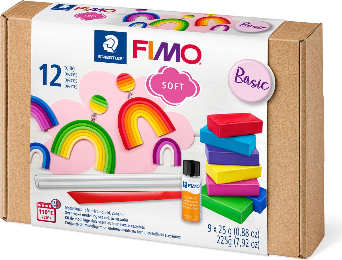 FIMO soft set - ovenhardende boetseerklei - basisset 9 halve blokken — afbeelding 2