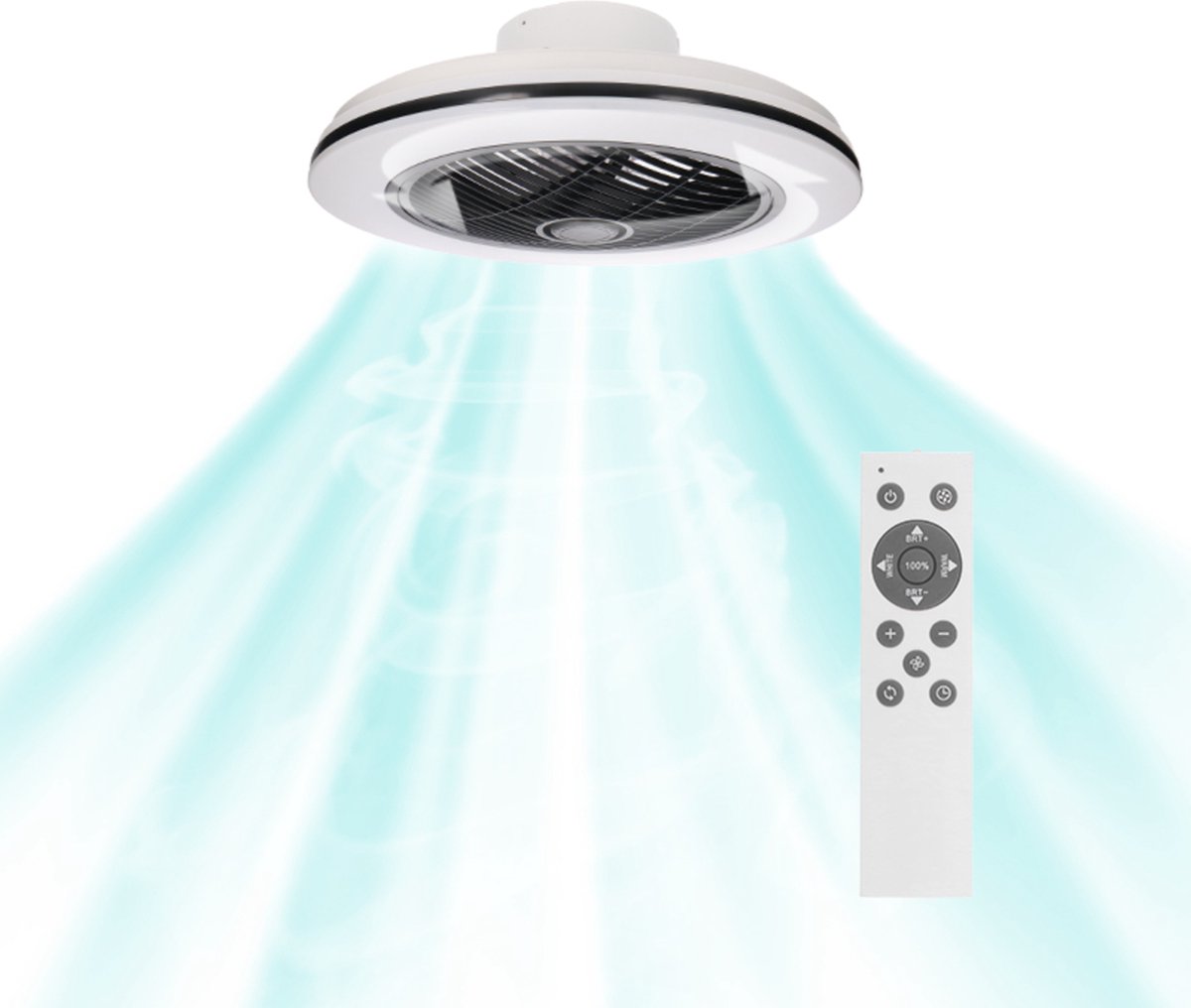 Bol.com Proventa Plafondventilator met LED verlichting - Dimbaar met afstandsbediening - Plafondlampen met Ventilator & Lamp - Z... aanbieding