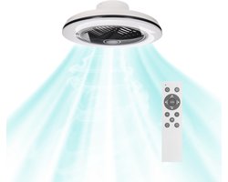 Proventa Plafondventilator met LED verlichting - Dimbaar met afstandsbediening - Plafondlampen met Ventilator & Lamp - Zwart Wit - Ventilatorlamp - Ventilatoren plafond - Plafonventilator
