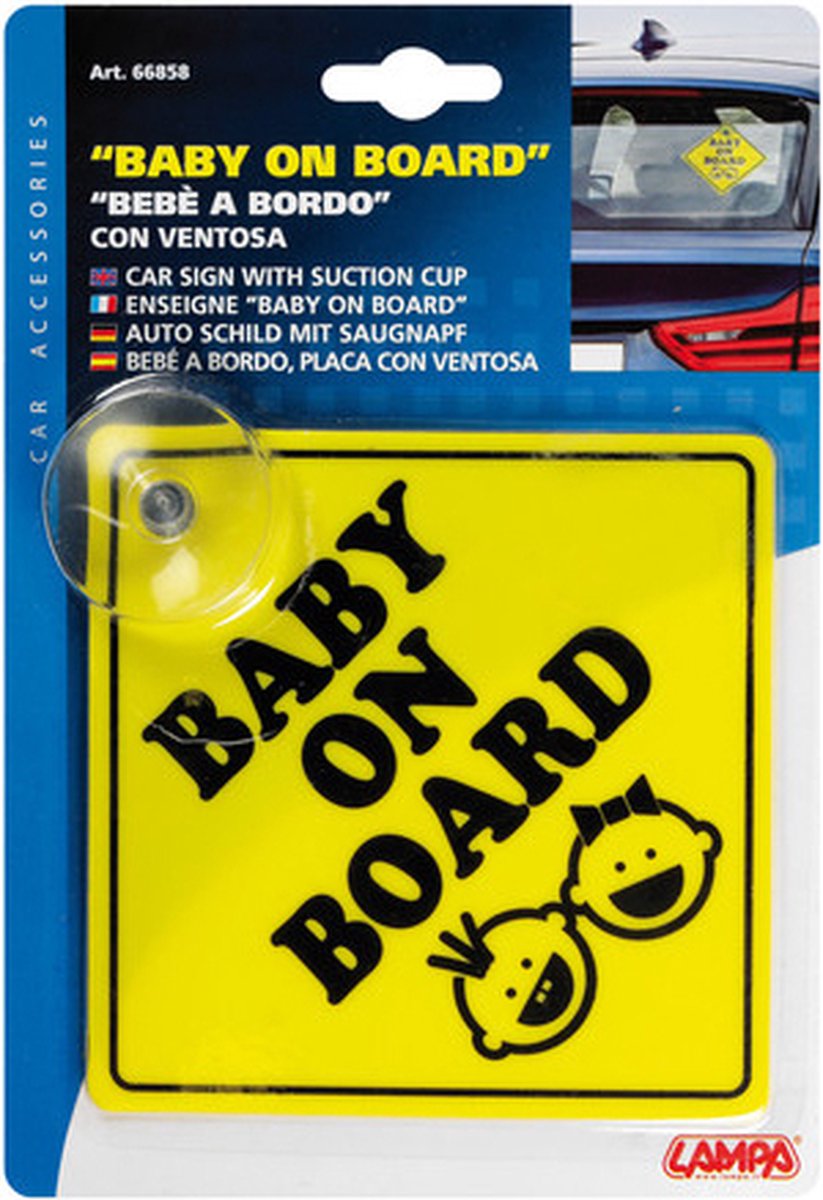 Bébé à bord sur losange PVC de 15 x 15 cm style road sign avec ventouse