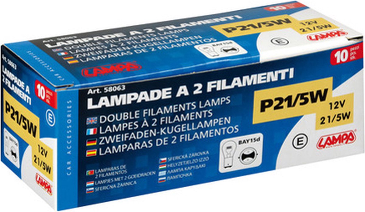 Dubbel filament lamp 12V 21/5W BAY15d