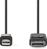 Câble Nedis Mini DisplayPort - DisplayPort 1.2 - Mini-DisplayPort Male - DisplayPort Male - 21,6 Gbps - Nickelé - 1,00 m - Rond - PVC - Zwart - Étiquette