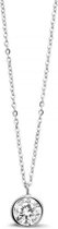 Twice As Nice Halsketting in zilver, een zirkonia van 7 mm Wit 42 cm+3 cm