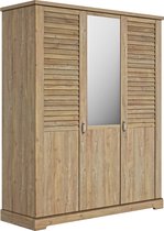 Kledingkast Wanda 170 cm 3 deuren & spiegel - bruin kastanjehout