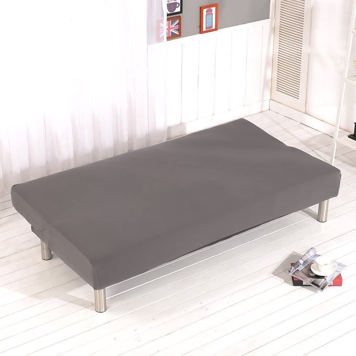 Grote Armloze Slaapbank Slipcover Bankhoes Zonder Armleuningen Stretch Opvouwbare Futonhoes Stofdicht Elastische Verwijderbare Jacquard