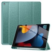 Geschikt Voor iPad 9/8/7 Hoes - 9e/8e/7e Generatie - 2021/2020/2019 - 10.2 Inch - Solidenz Trifold Bookcase - Cover - Case Met Autowake - Hoesje Met Pencil Houder - A2757 - A2777 - A2696 - Lichtgroen