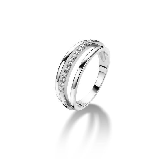 Bague Twice As Nice en argent, 3 rangs, zircone Wit 54