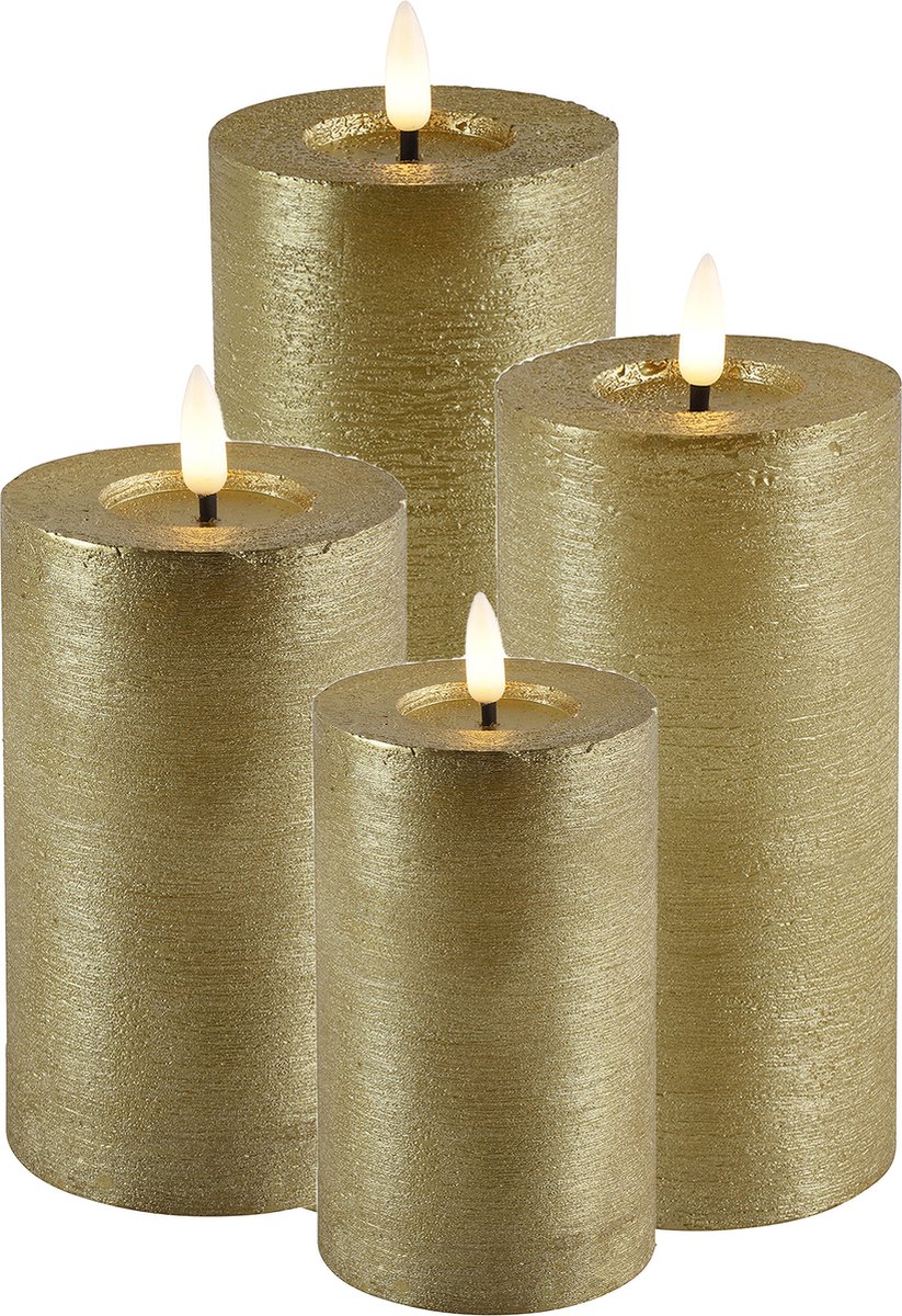 Countryfield LED kaarsen/stompkaarsen - set 4x - goud - timer - warm wit Goudkleurig