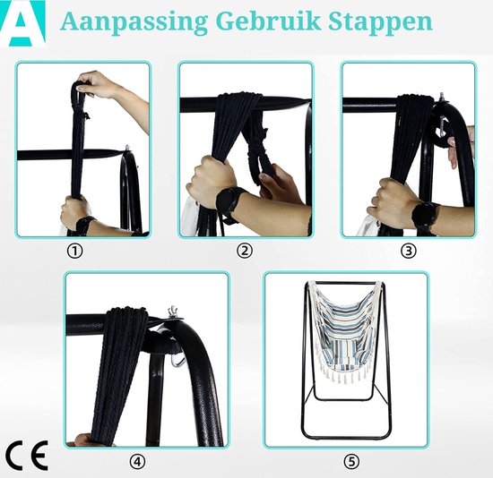 CCLIFE Hangstoel met frame 3 kussens, tot 100 kg, voor binnen en buiten CCLIFE Hangstoel met frame 3 kussens, tot 100 kg, voor binnen en buiten