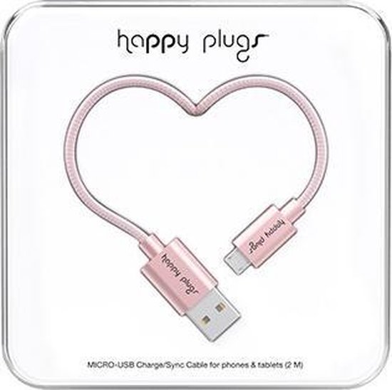 Happy Plugs Micro USB Kabel Pink Gold