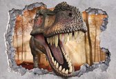 Fotobehang - Vlies Behang - 3D Dino uit de Muur - Dinosaurus - 208 x 146 cm