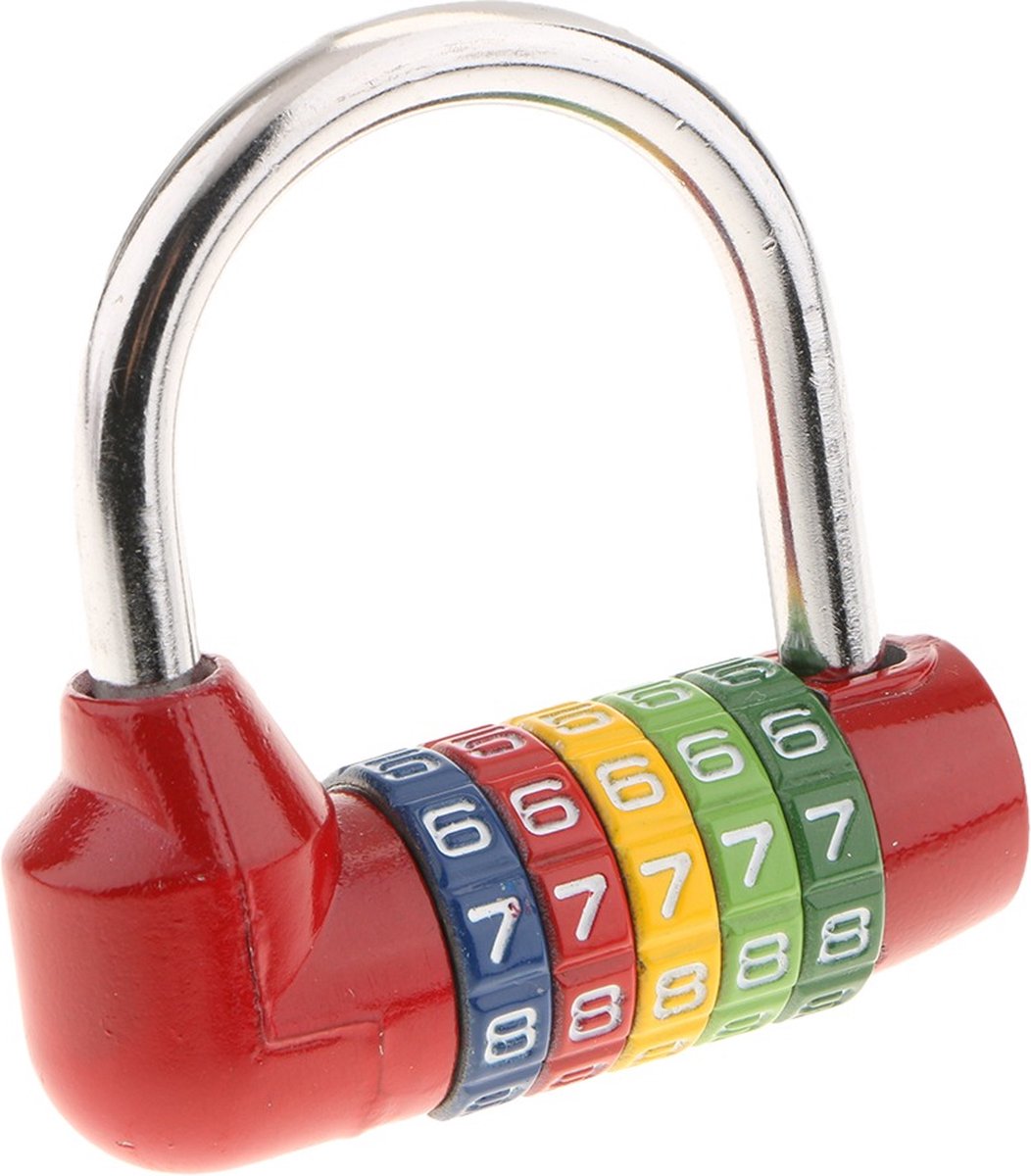 Cadenas avec code à 5 lettres - 5 lettres couleurs arc-en-ciel - 6,5*6,5 cm  - Rouge 