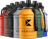 Grote 1.3L / 2.2L drinkfles met sportdop geschikt voor koolzuur | Bidon 2 liter | XXL Waterkan Waterfles | BPA-vrije roestvrijstalen fles Sportfles voor gym en fitness (geel, 1,3 Liter)