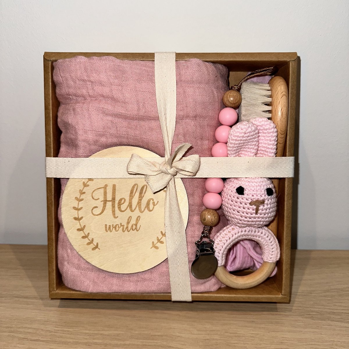 Knuffel konijn rammelaar roze - www