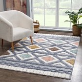 Flycarpets Solace Hoogpolig Geruit Vloerkleed - Multi - 160x230 cm