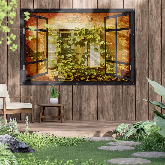 Gards Affiche jardin Fenêtre transparente avec Chatières - 180x120 cm -  Toile jardin -... | bol.com