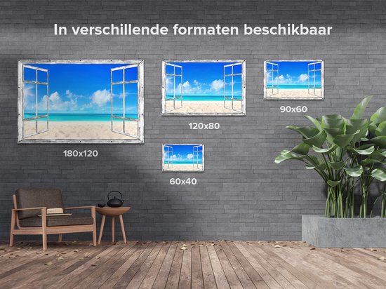 Gars Affiche de jardin Plage et mer transparentes au Sable Witte clair - 150x100 cm - Toile jardin - Décoration de jardin - Décoration murale extérieur - Tableau jardin