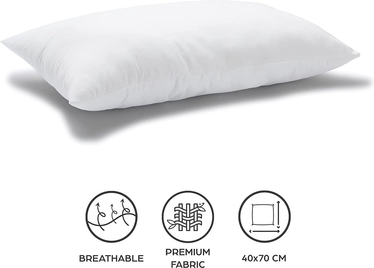 Kussen voor bed 40 x 70 cm Hoofdkussen Set van 2 binnenkussens hypoallergene anti-mijt zachte kussenvulling met kussensloop katoen en polyester. Afneembaar en wasbaar slaapkussen voor in huis/hotel