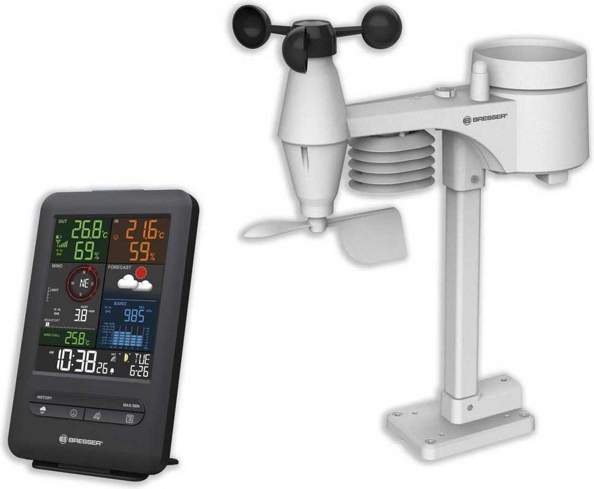 Bresser Draadloos weerstation met buitensensor Meteo Temp, thermometer met temperatuurweergave voor binnen en buiten, weersvoorspelling, met uitklapbare standaard en wandhouder, grijs Bresser Draadloos weerstation met buitensensor Meteo Temp, thermometer met temperatuurweergave voor binnen en buiten, weersvoorspelling, met uitklapbare standaard en wandhouder, grijs