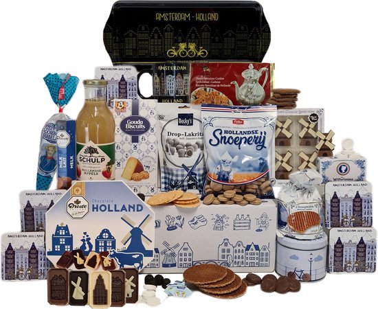 Cadeaupakket - Holland Pakket nr 2 - Hollandse cadeautjes | Pakket met diverse Hollandse lekkernijen