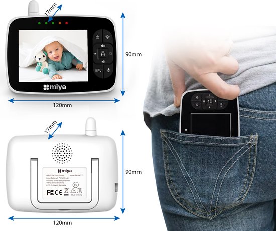 Miya M35 Babyfoon - Babyfoon met camera - Op afstand bestuurbaar - Video & Audio - Baby monitor - Miya