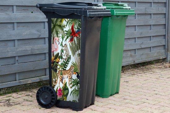 Conteneur autocollant Jungle - Animaux - Filles - Enfants - Garçons - Flamingo - Perroquet - 44x98 cm - Autocollant Kliko