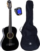 Bol.com LaPaz 002 BK klassieke gitaar 3/4-formaat zwart + gigbag + stemapparaat aanbieding