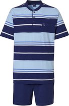 Blauw gestreepte Robson heren shortama - Blauw - Maat - 56