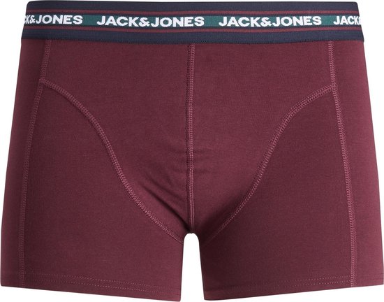 Bordeauxrode Jack & Jones boxer met blauw-rode logo-elastiek.