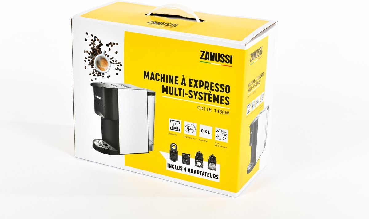 Zanussi - machine à expresso capsule, pads et café moulu 4 en 1  multi-systèmes - blanc ZANUSSI