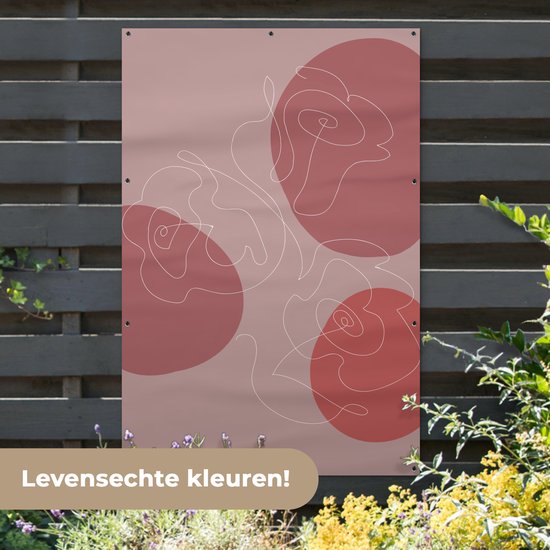 Décoration murale Roses - Rouge - Fleurs - Abstrait - 120x180 cm - Affiche de jardin - Toile de jardin - Affiche d'extérieur