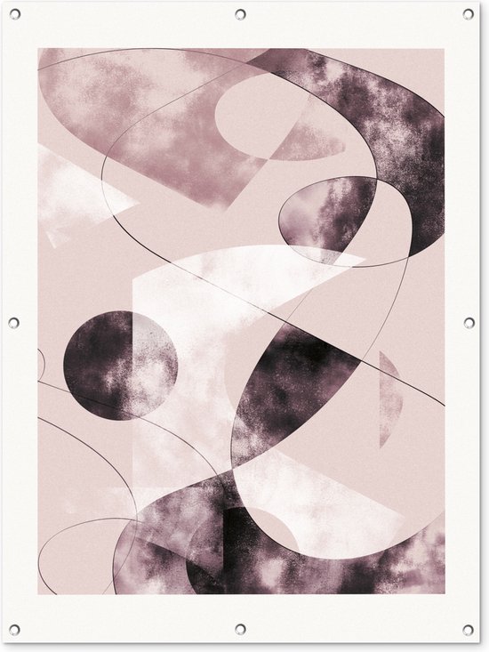 Tuinposter – Tuindoek – Tuinposters buiten – Vormen – Pastel – Abstract – Zwart – 90×120 cm – Tuin