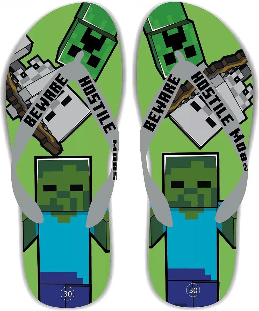 Teenslippers Minecraft - flipflop - Groen - maat 31/32