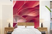 Behang - Fotobehang Stilleven - Bladeren - Plant - Roze - Breedte 175 cm x hoogte 240 cm - Behangpapier