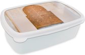 Broodtrommel Wit - Lunchbox - Brooddoos - Architectuur - Deur - Hout - Steen - 18x12x6 cm - Volwassenen