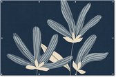Muurdecoratie Bloemen - Blauw - Planten - Natuur - 180x120 cm - Tuinposter - Tuindoek - Buitenposter
