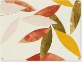 Tuinschilderij Bladeren - Planten - Kleuren - Pastel - 80x60 cm - Tuinposter - Tuindoek - Buitenposter