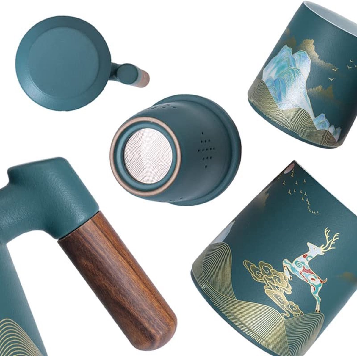 Theemok met Zeef - Levensboom | 400 ml Bone China