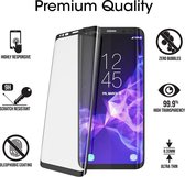 DrPhone Samsung S9+ (Plus) Glas 4D Volledige Glazen Dekking Full coverage Curved Edge Frame Tempered glass Zwart - Official DrPhone Product + NL Handleiding